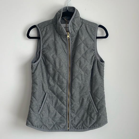 Old Navy Quilted Vest Women Full Zip High Neck Sleeveless Lined Size XS - Grey - Picture 1 of 8